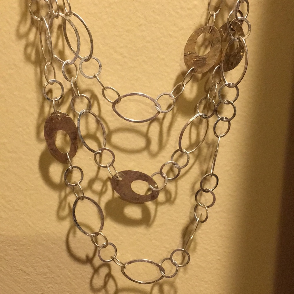 925 Silver & Gold 3 Tiered Necklace-Multi Strands